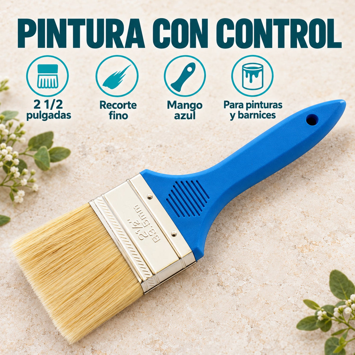 Brocha Profesional Azul De 2 1/2 Pulgadas — características del producto