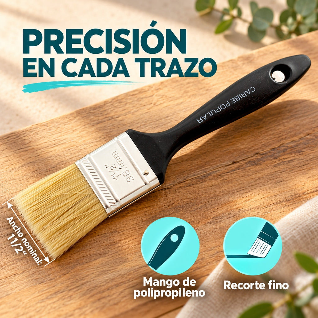 Brocha Popular Negra De 1 1/2 Pulgadas — características y ancho nominal