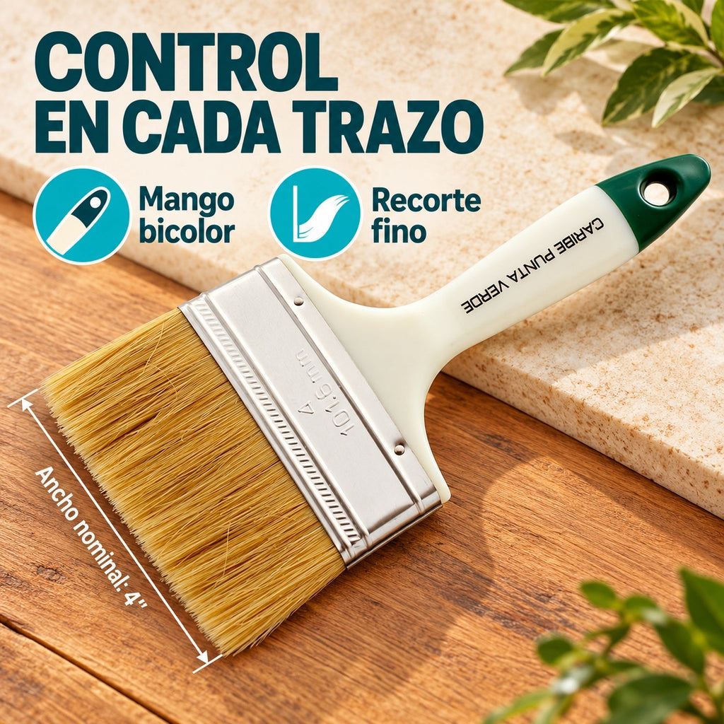 Brocha Punta Verde De 4 Pulgadas — características y ancho nominal