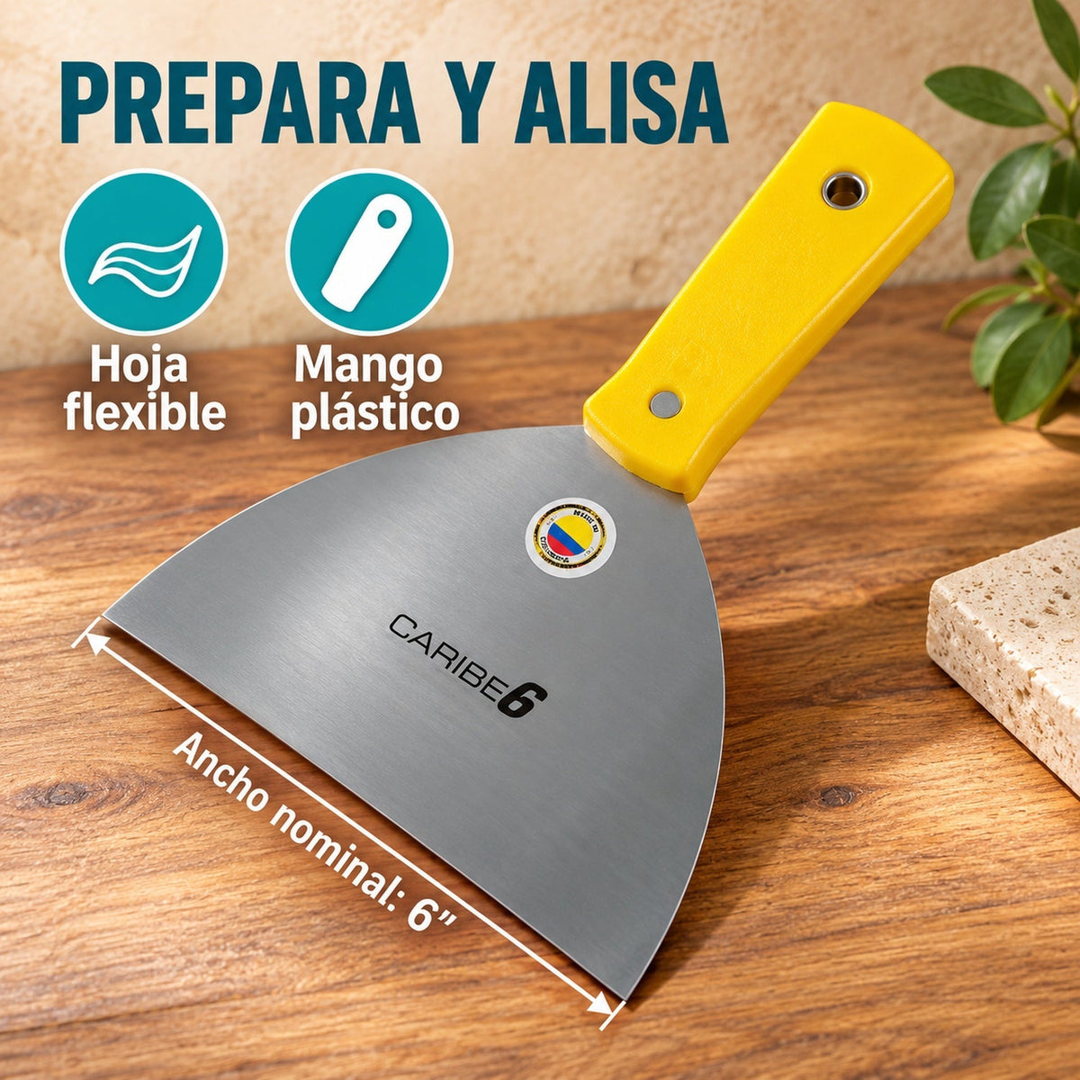 Espátula Profesional Con Mango Plástico De 6 Pulgadas — características y ancho nominal