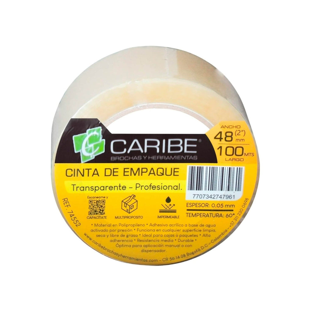 Cinta De Empaque Transparente De 48 mm × 100 m — producto sobre fondo blanco