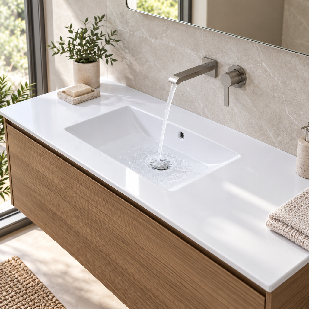 Lavamanos Integrado De Porcelana Blanco 60 X 40 Cm