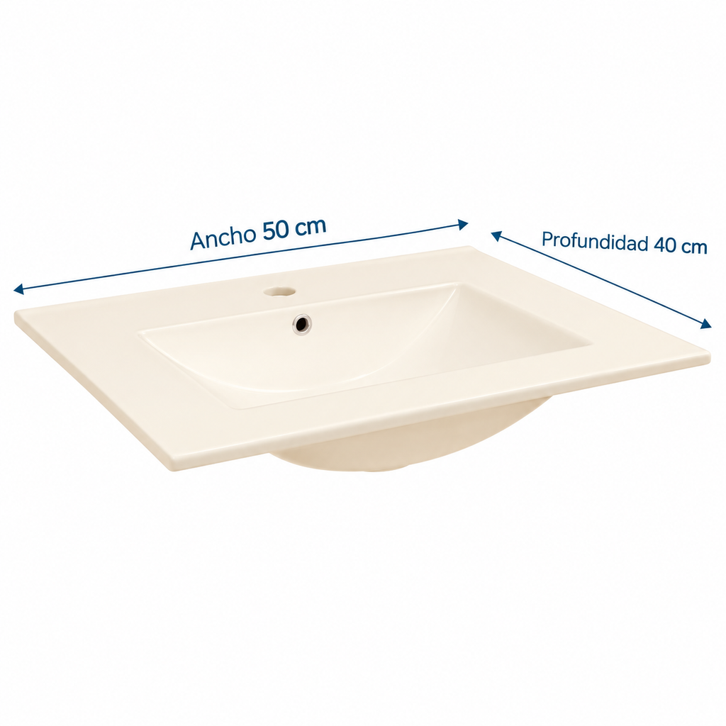 Lavamanos Integrado De Porcelana Beige 50 X 40 Cm