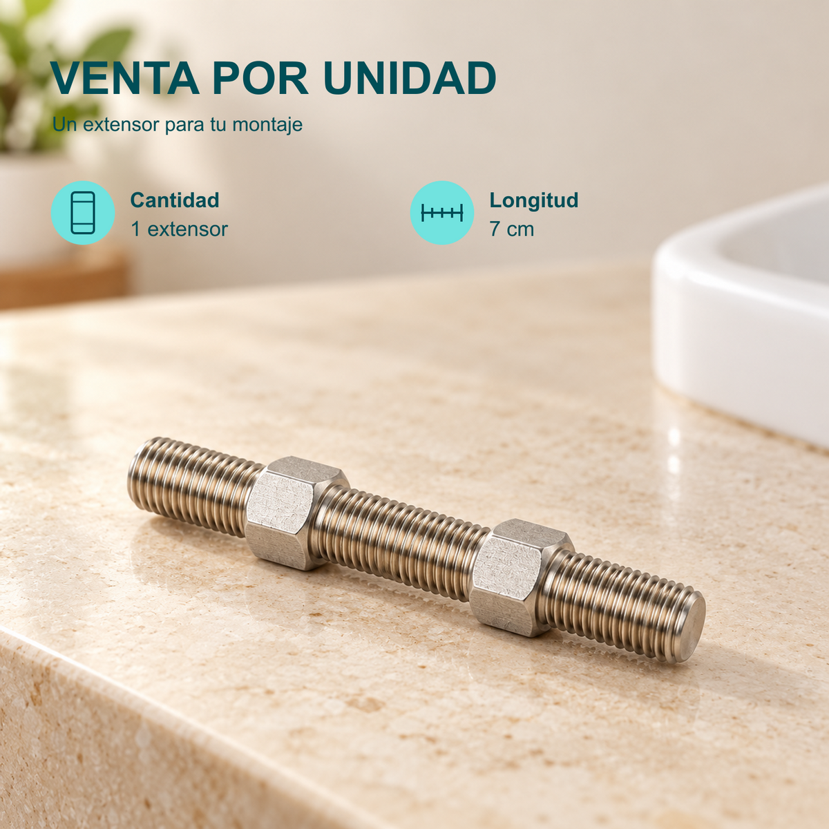 Extensor roscado: cantidad 1 unidad y longitud 7 cm