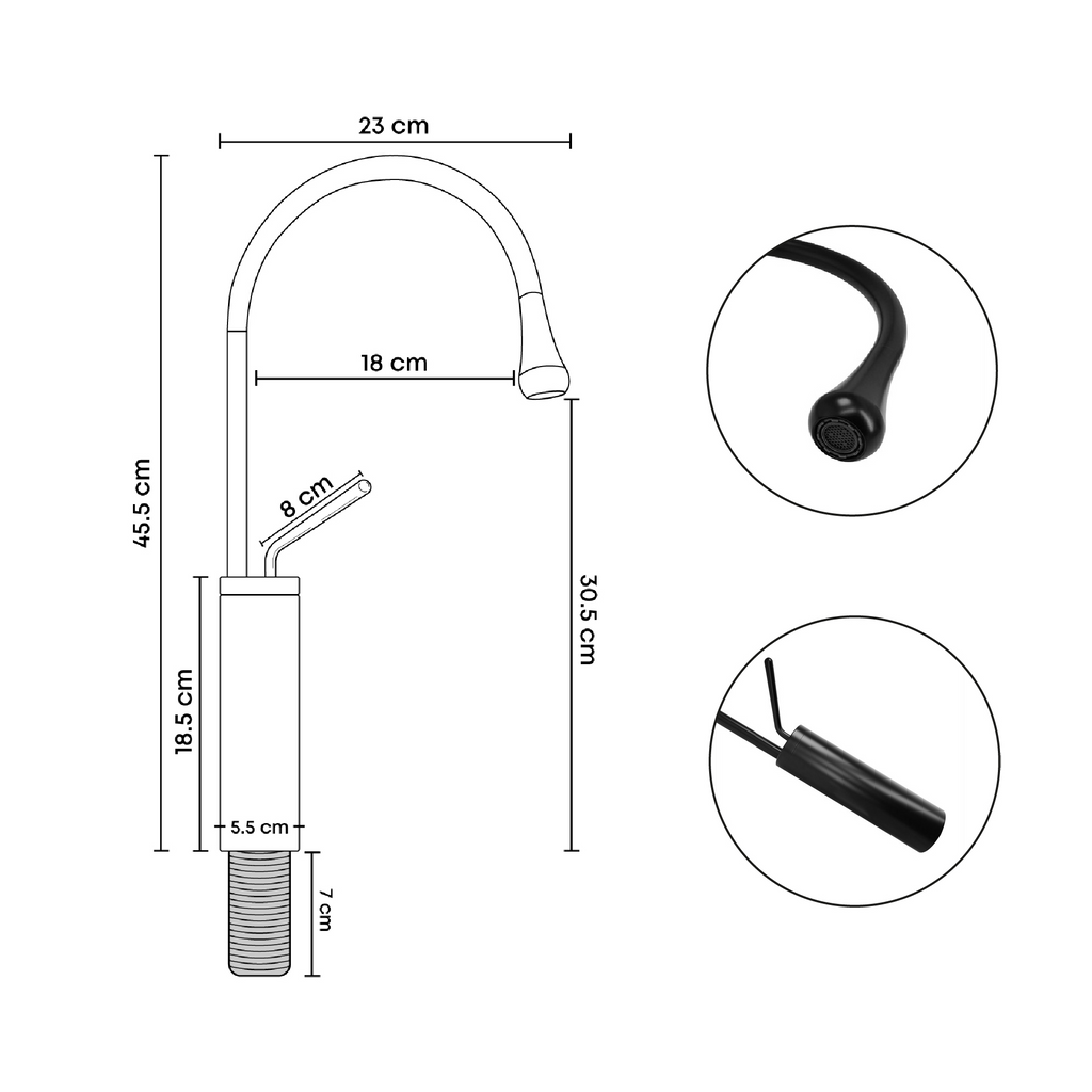 Grifería Monocontrol Alta Akira Negro Mate Para Lavamanos 46 cm