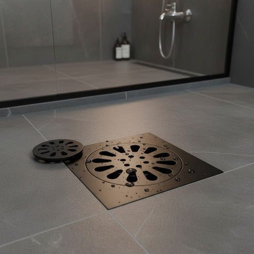 Rejilla De Piso Cuadrada 10 X 10cm Negro Mate