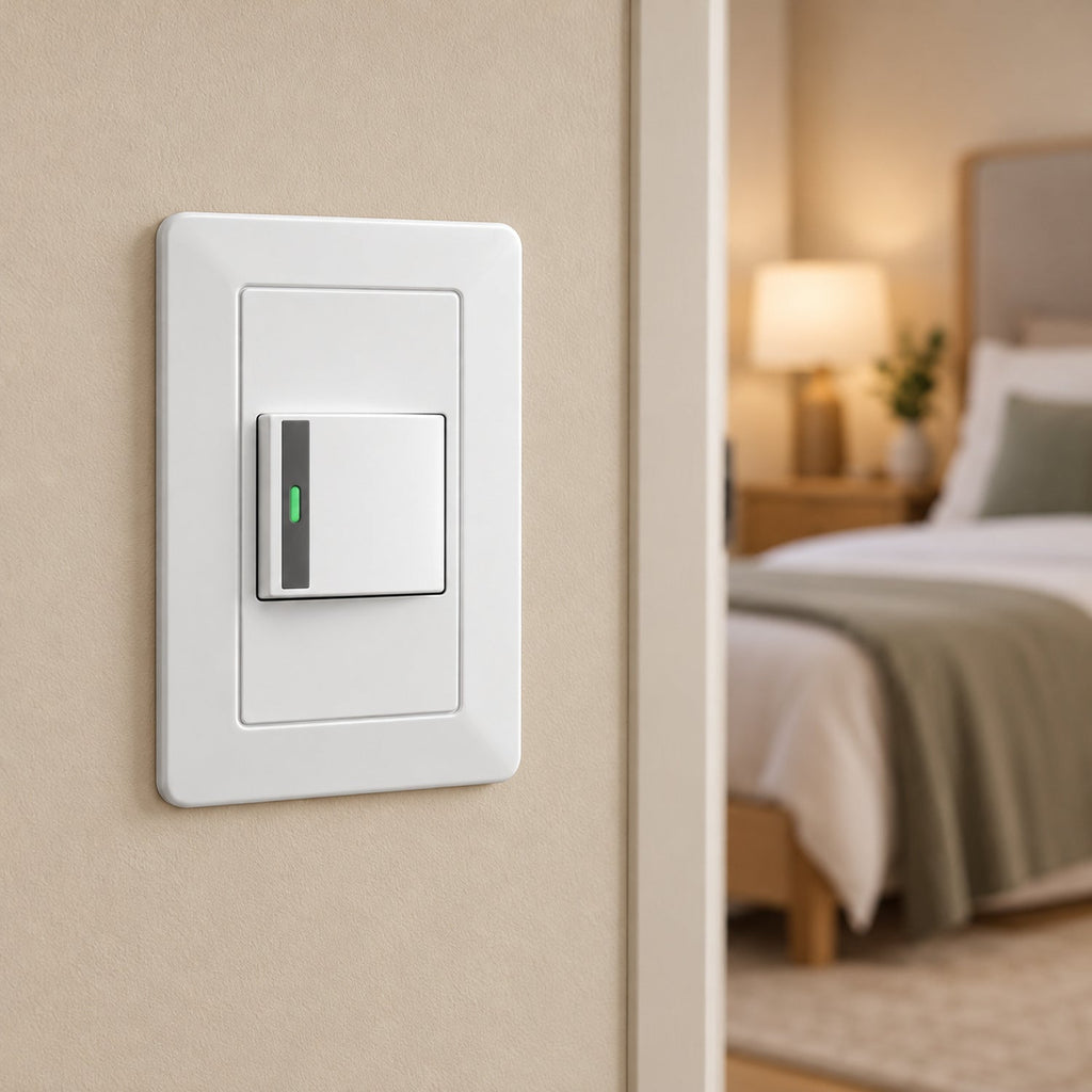 Interruptor Sencillo Blanco De Pared — vista del producto instalado