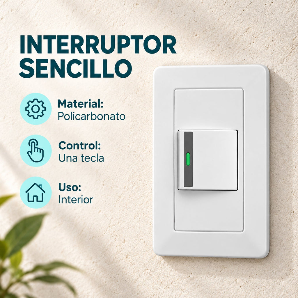 Interruptor Sencillo Blanco De Pared — características confirmadas