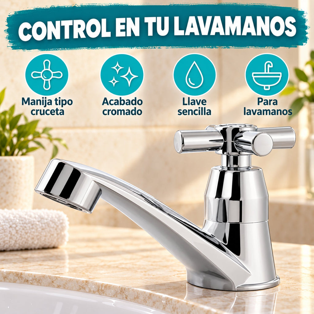 Llave Sencilla De Lavamanos Con Cruceta Cromada — características del producto