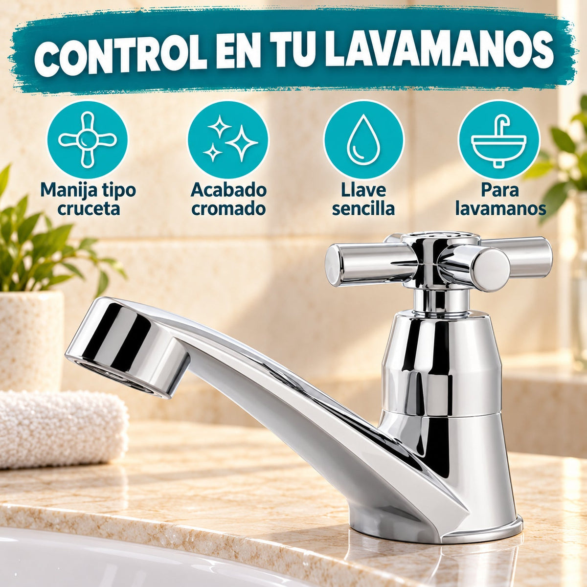 Llave Sencilla De Lavamanos Con Cruceta Cromada — características del producto