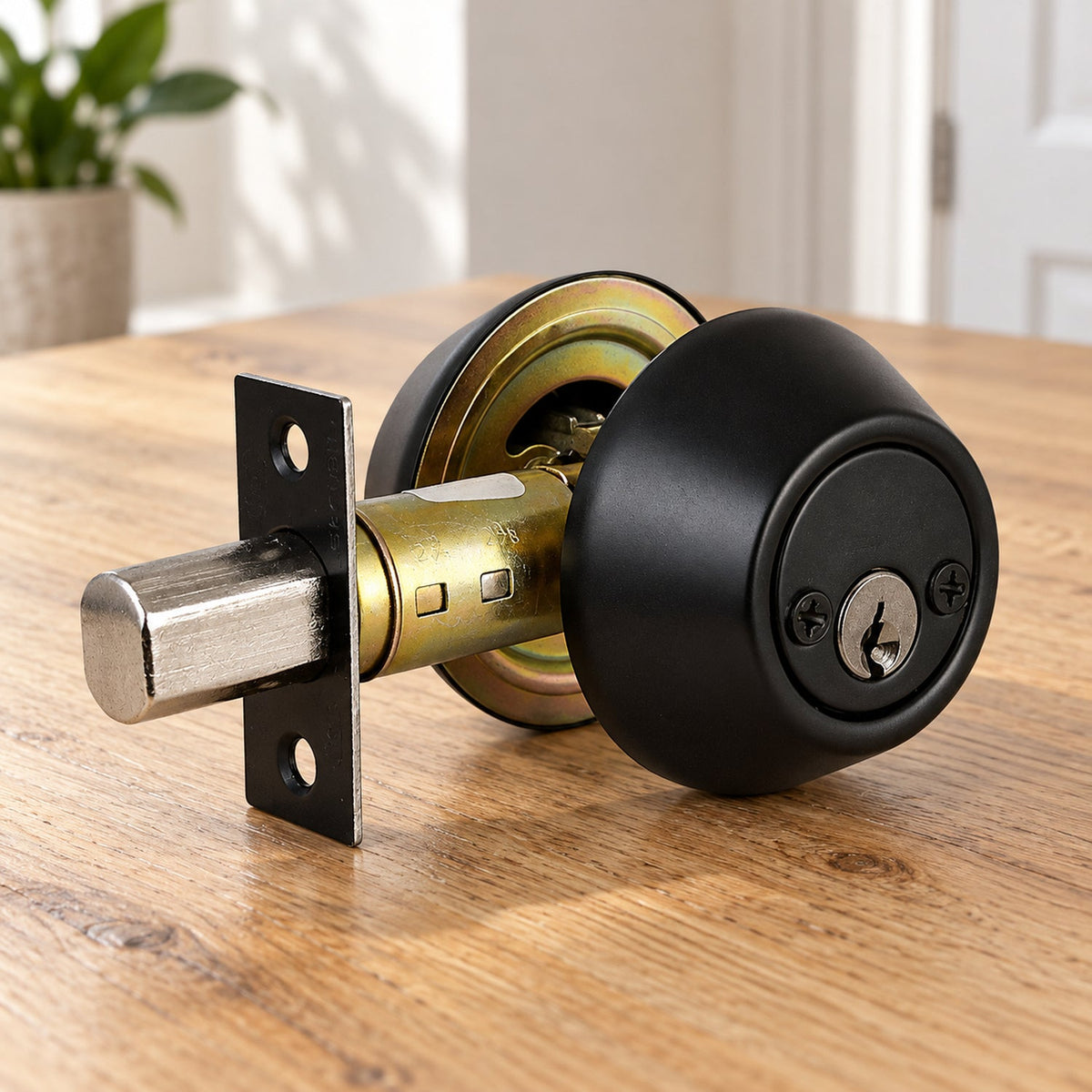 Cerrojo Negro Llave–Llave Backset 60–70 mm — ambientacion cercana