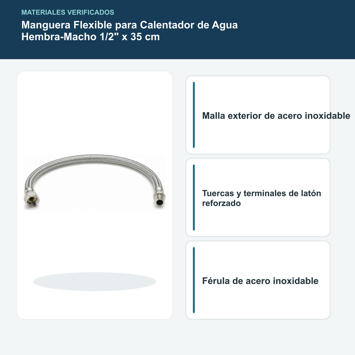 Materiales verificados de manguera flexible de gran caudal para calentador