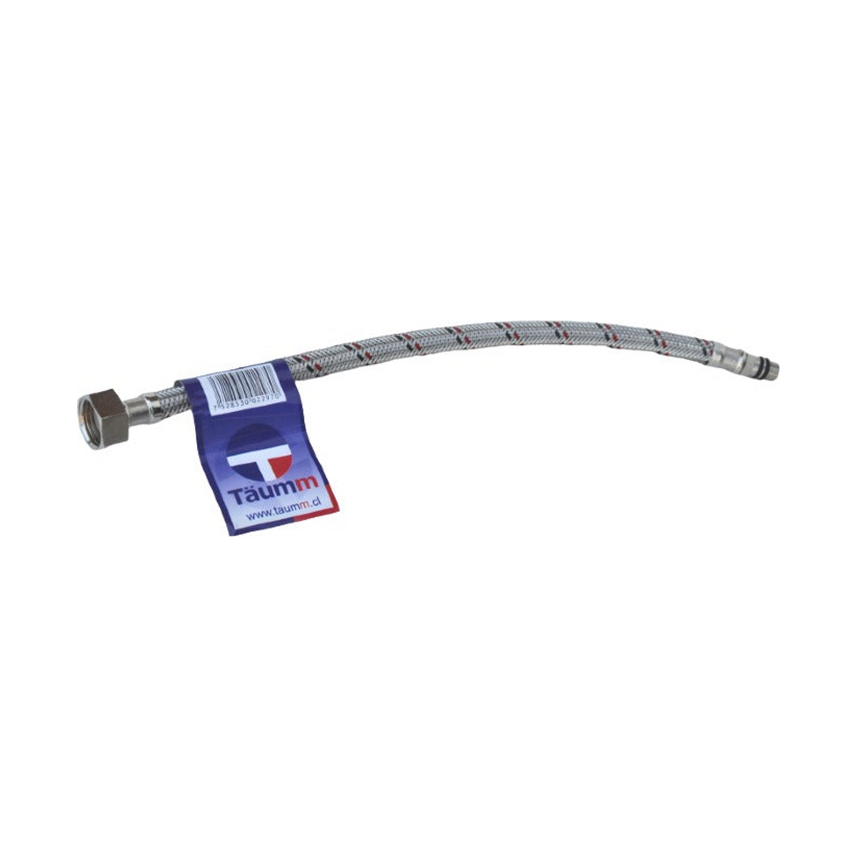 Manguera Flexible Hembra-Macho 1/2" x M10 de 35 cm Roja - Producto exacto completo sobre fondo blanco, sin recorte