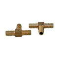 Conector Tee Dentado de Latón para Manguera de 3/8" - Producto exacto completo sobre fondo blanco, centrado y sin recortes