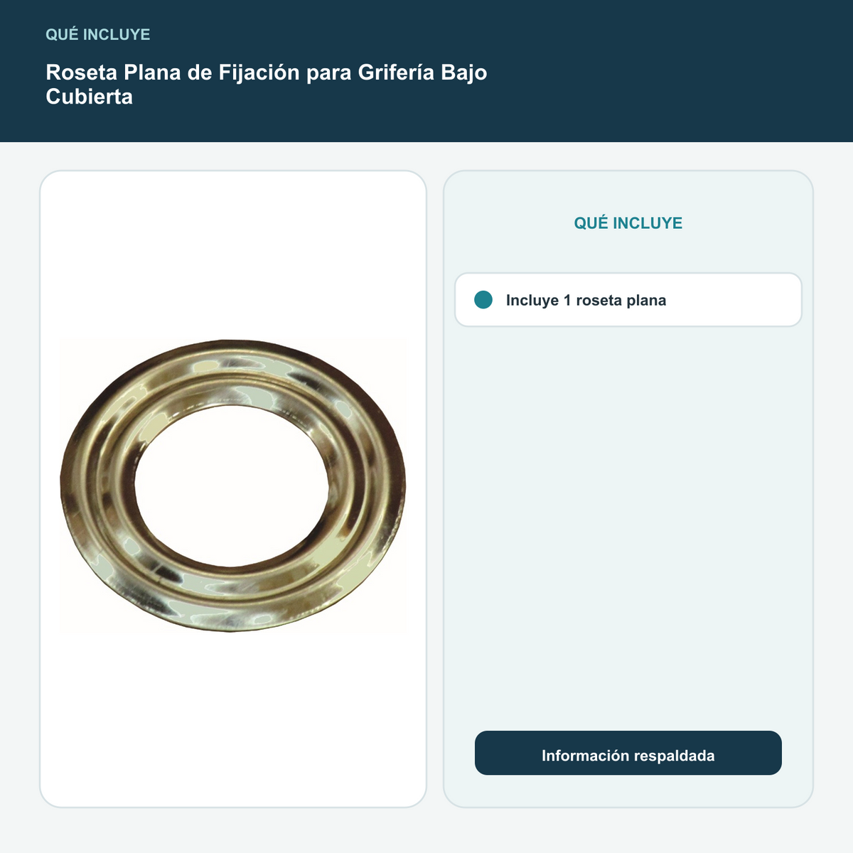 Roseta Plana de Fijación para Grifería Bajo Cubierta - Incluye 1 roseta plana