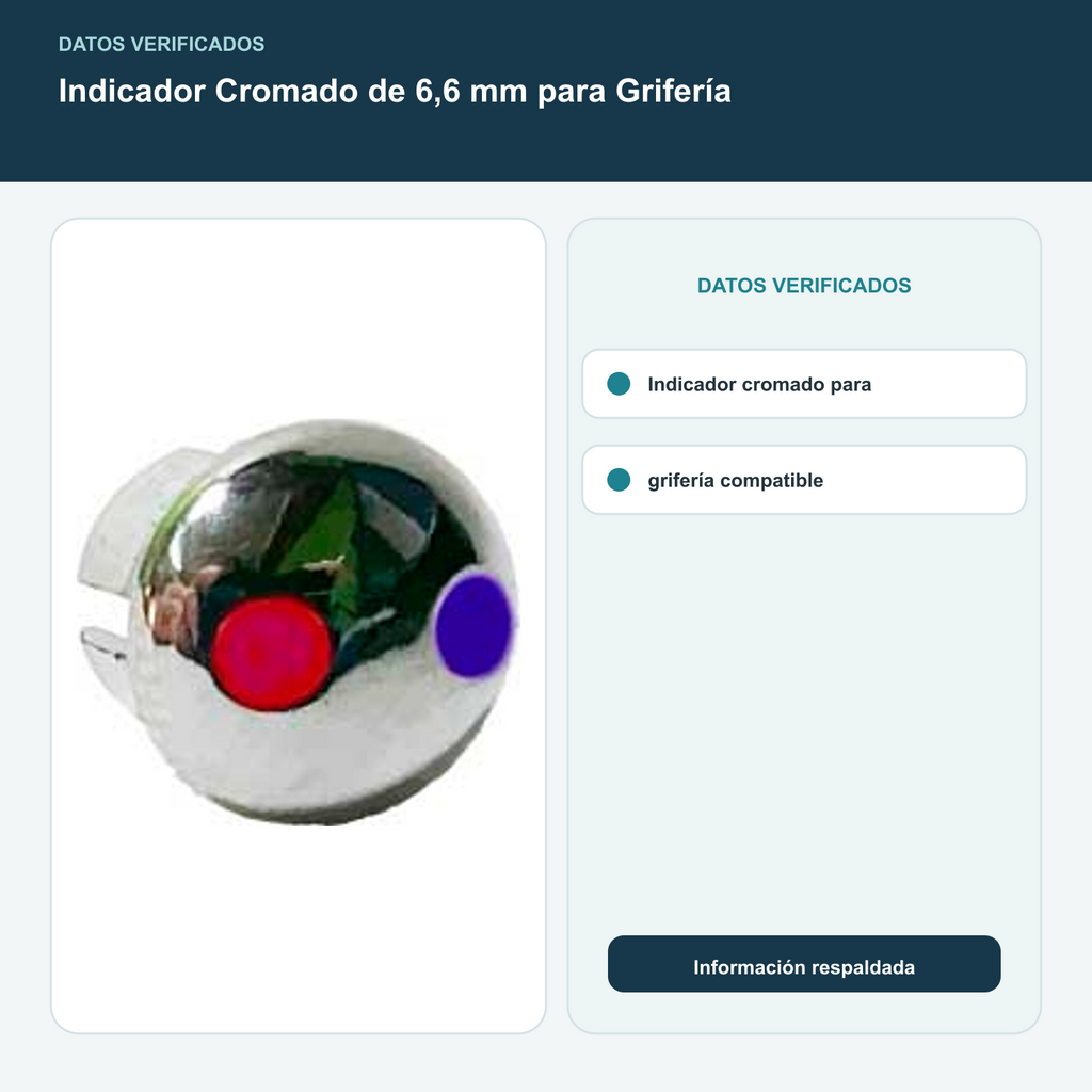 Indicador Cromado de 6,6 mm para Grifería - Indicador cromado para grifería compatible