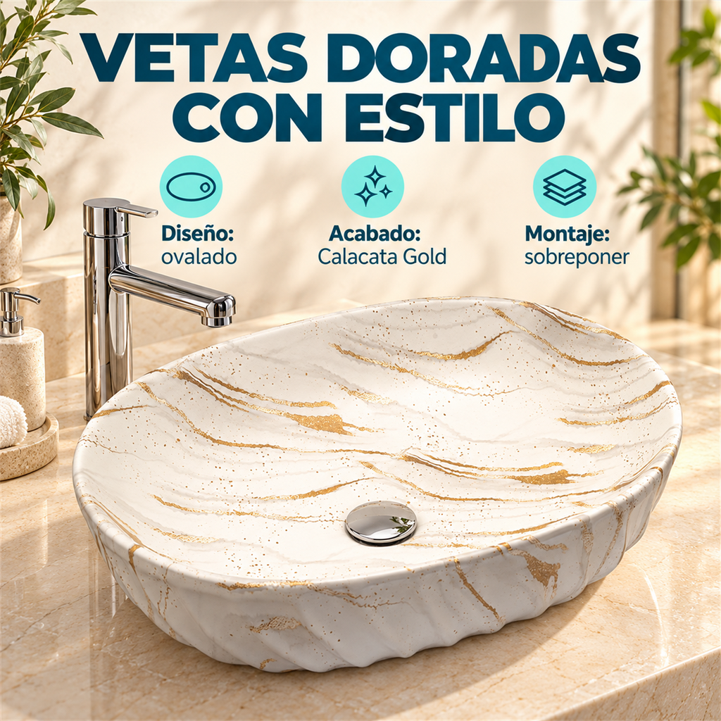 Lavamanos Pegasus Ovalado Calacata Gold — características