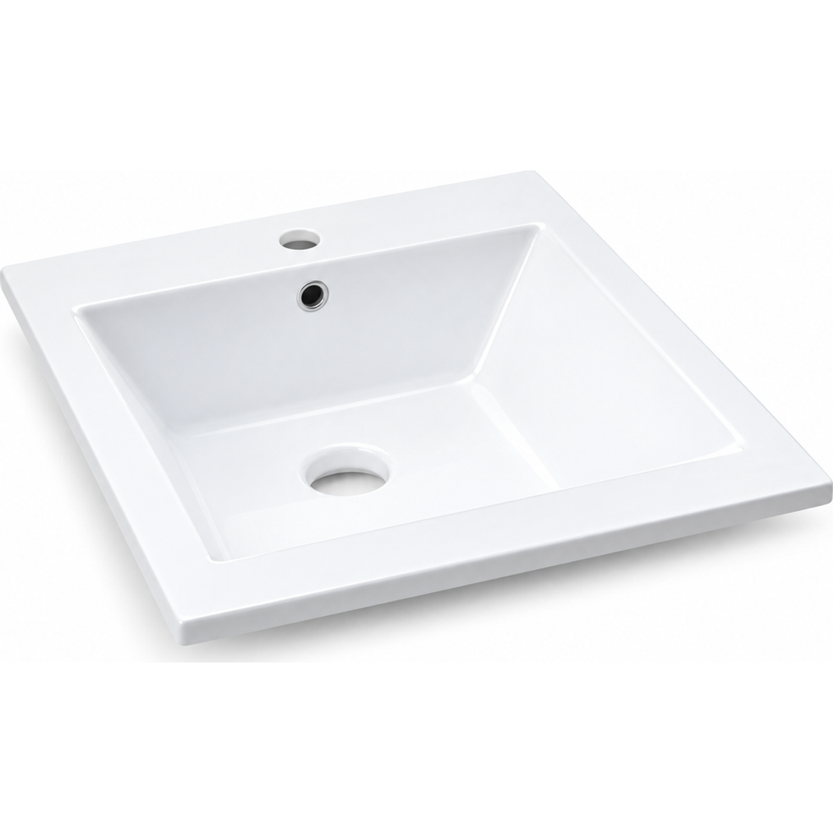 Lavamanos Integrado Blanco en Porcelana 41 × 41 cm, vista limpia del producto