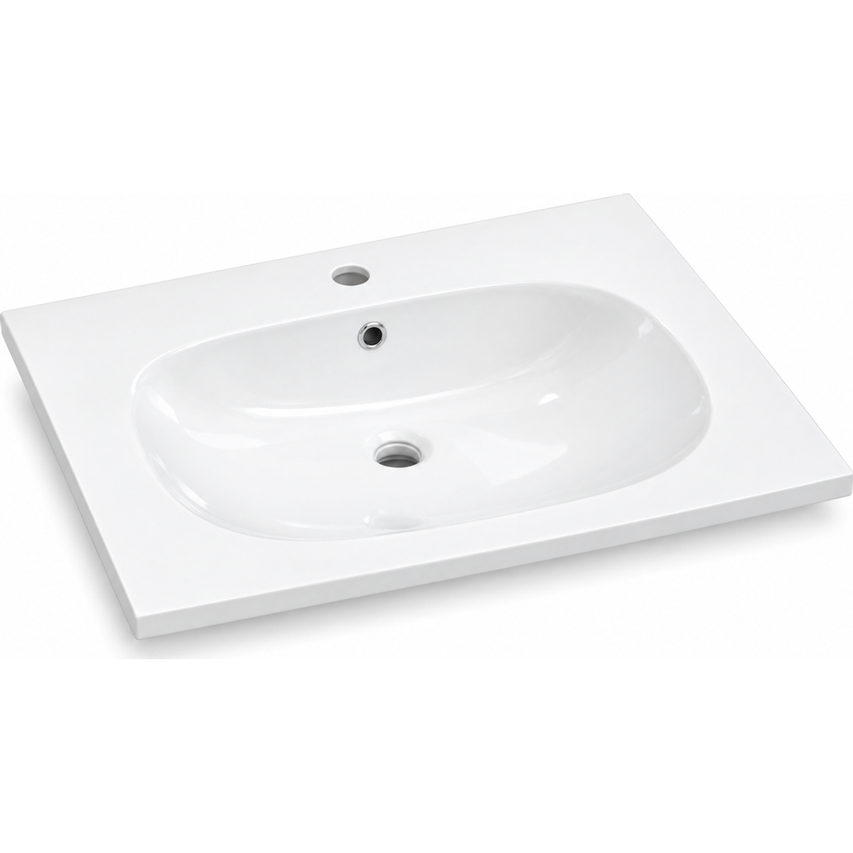 Lavamanos Integrado Blanco en Porcelana 60 × 47 cm, vista limpia del producto