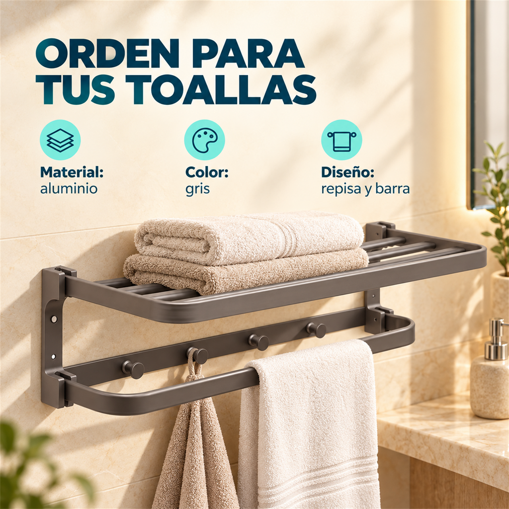 Toallero Hotelero Gray Gris En Aluminio — características