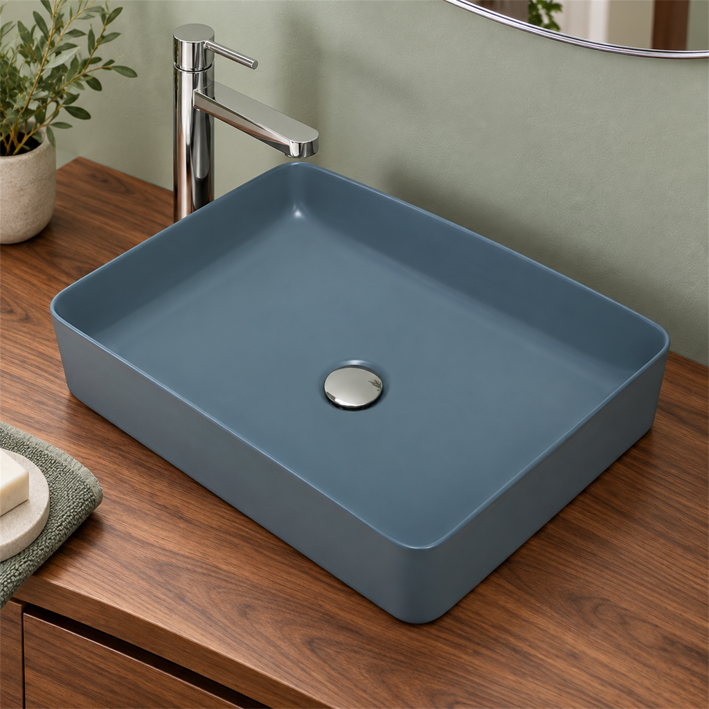 Lavamanos Cubik Dusty Blue 48 × 37 cm — detalle del producto