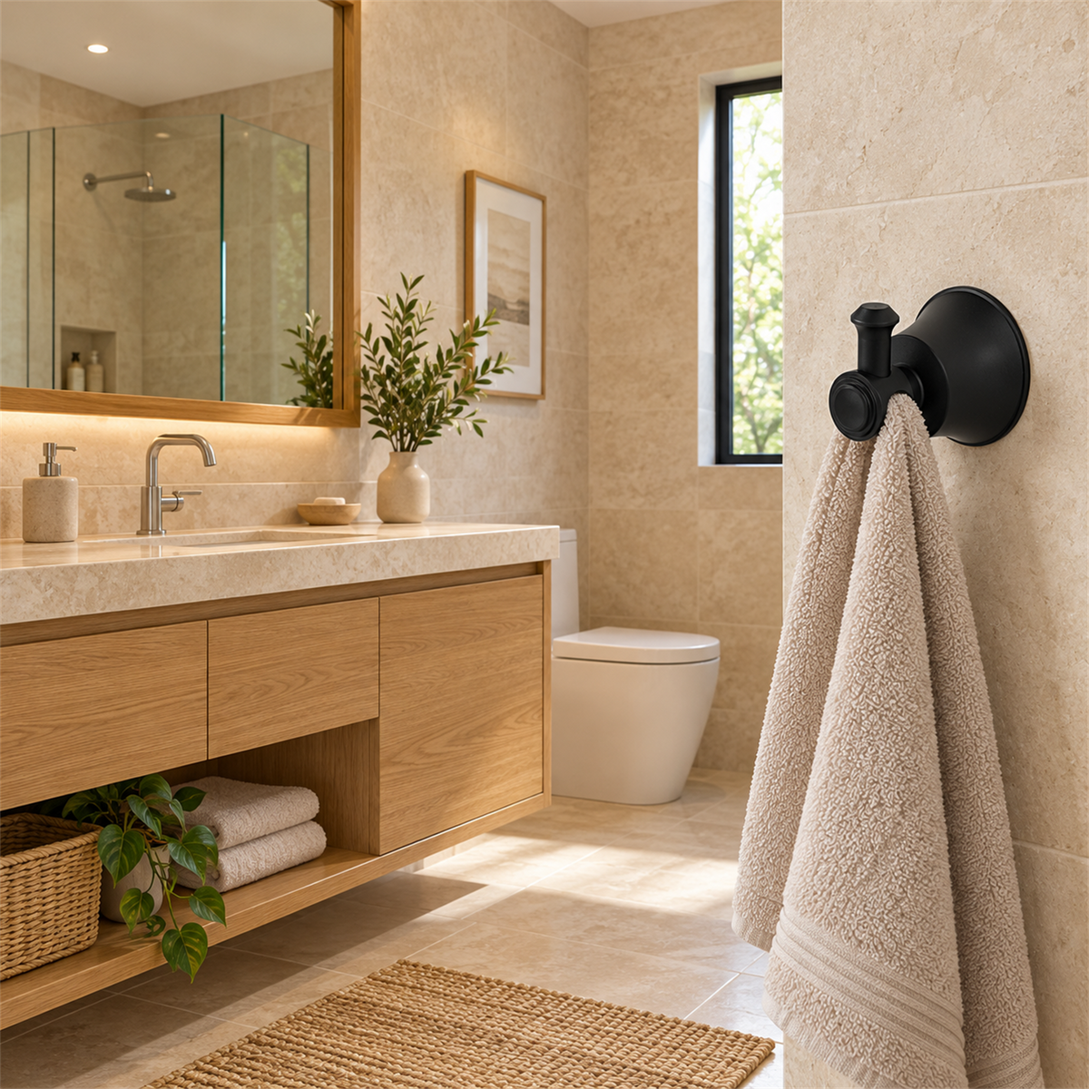 Perchero Turmalina Negro En Aluminio — ambientación de baño