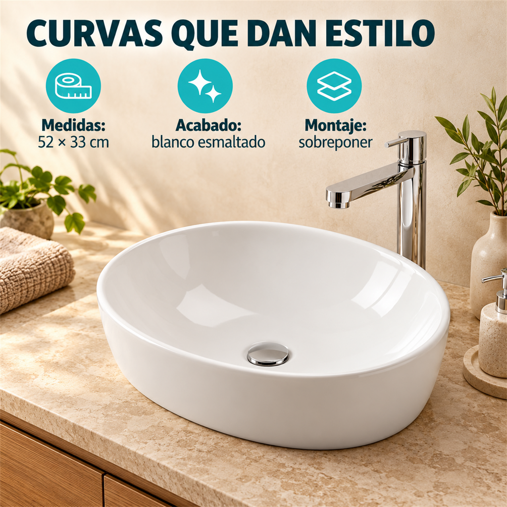 Lavamanos Giara Blanco 52 × 33 cm — características