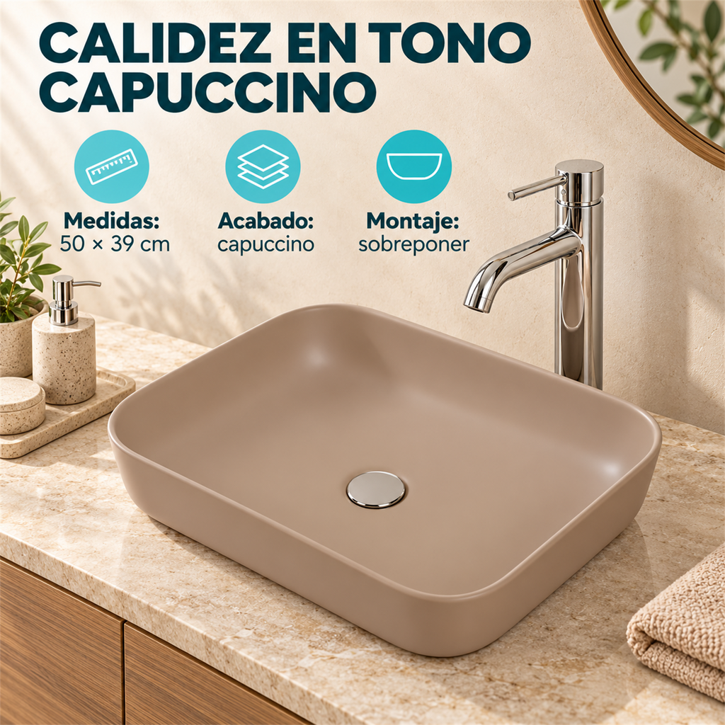 Lavamanos Malibú Capuccino 50 × 39 cm — características