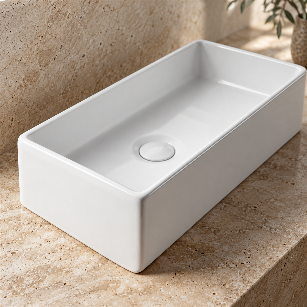 Lavamanos Waco Rectangular Blanco 46 × 23 cm — detalle del acabado