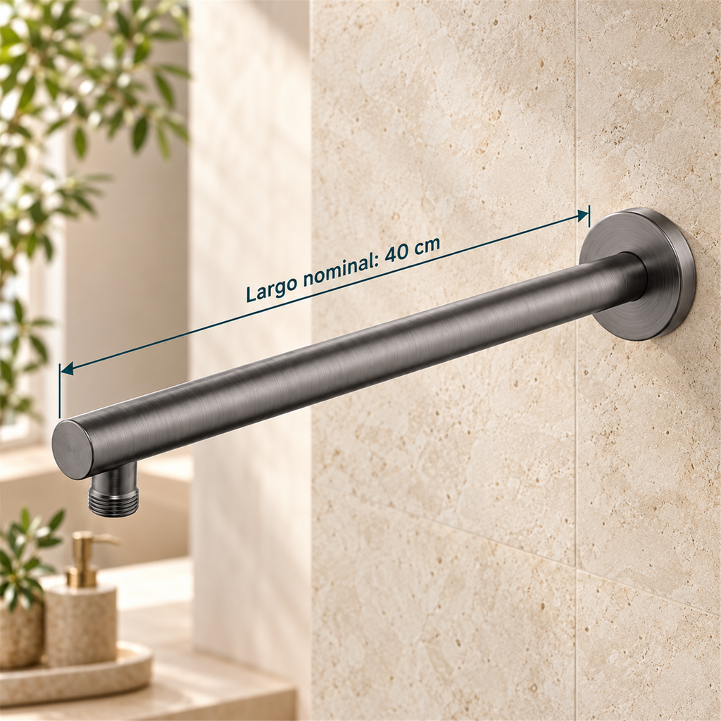 Tubo Para Regadera Nuvo Gun Gray 40 cm — largo nominal