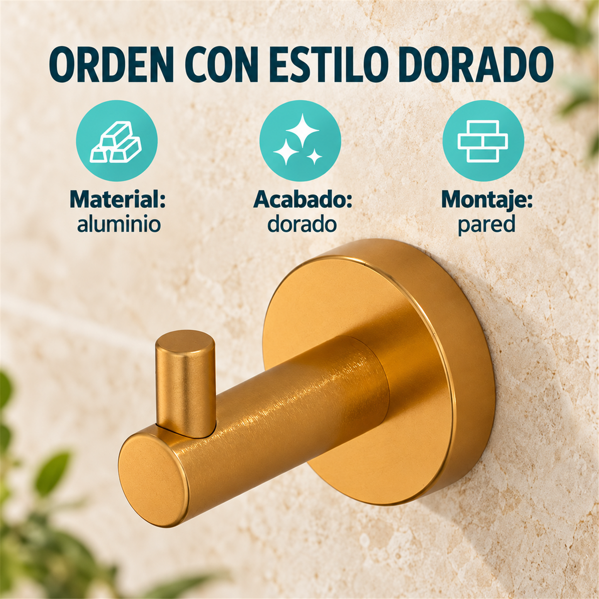 Perchero Jade Dorado En Aluminio — características