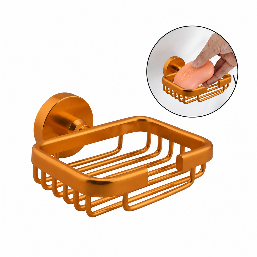 Jabonera Canastilla Jade Dorada En Aluminio — vista del producto