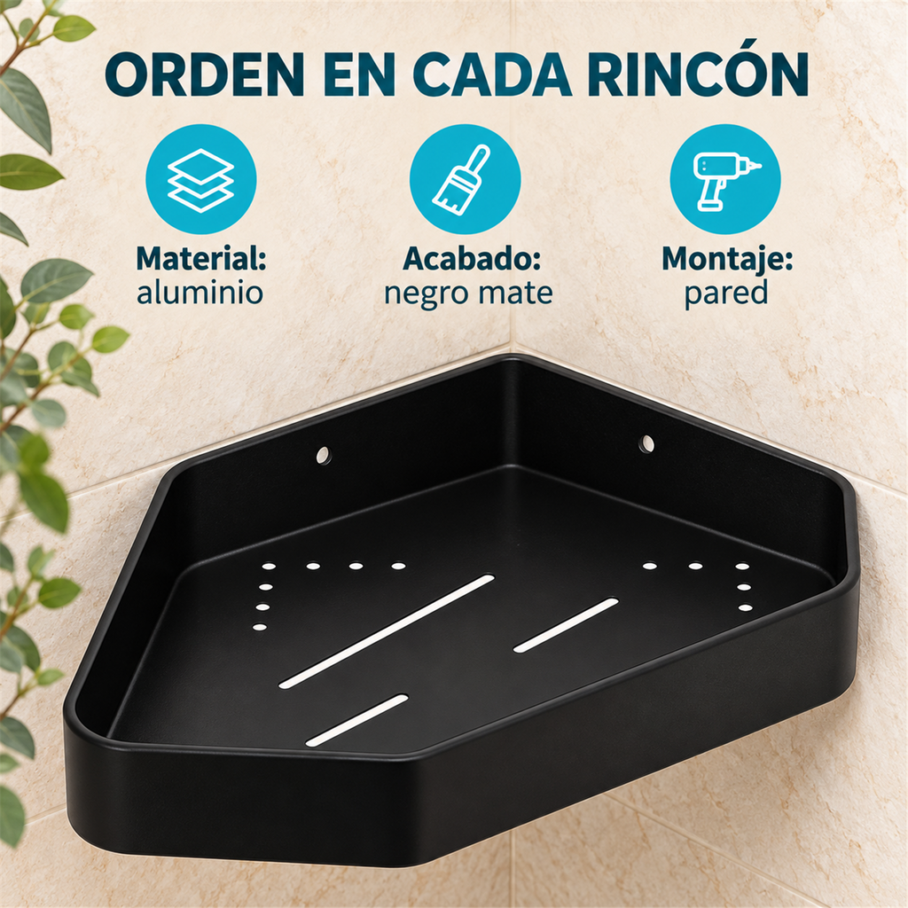 Repisa Esquinera Moderna Negra En Aluminio — características