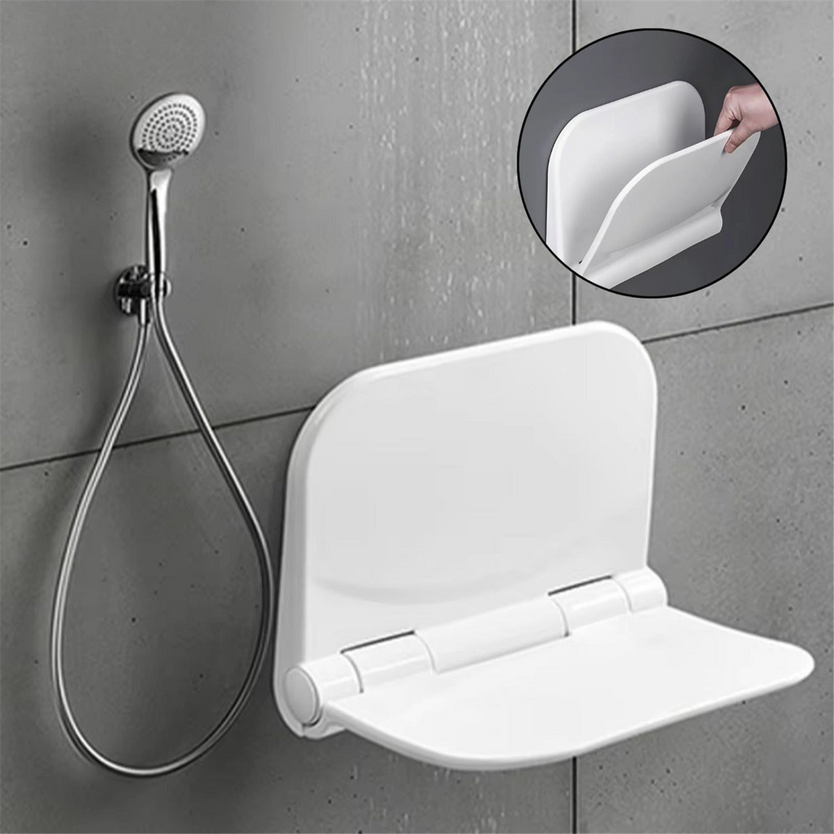 Silla Plegable Para Ducha Blanca En Polipropileno - Fotografía conservada y normalizada