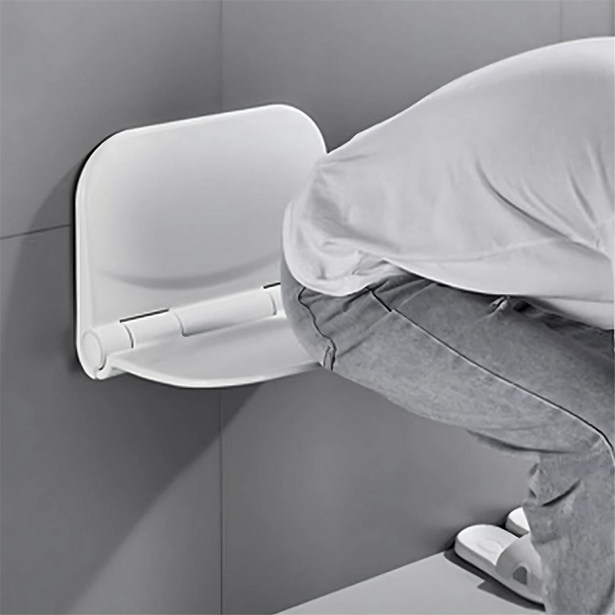 Silla Plegable Para Ducha Blanca En Polipropileno - Fotografía conservada y normalizada