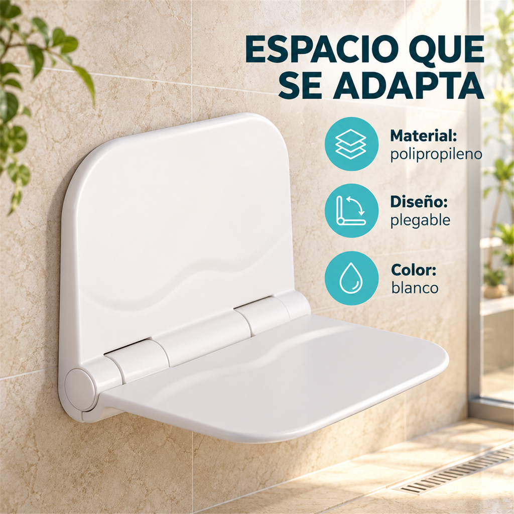 Silla Plegable Para Ducha Blanca En Polipropileno - Características verificadas