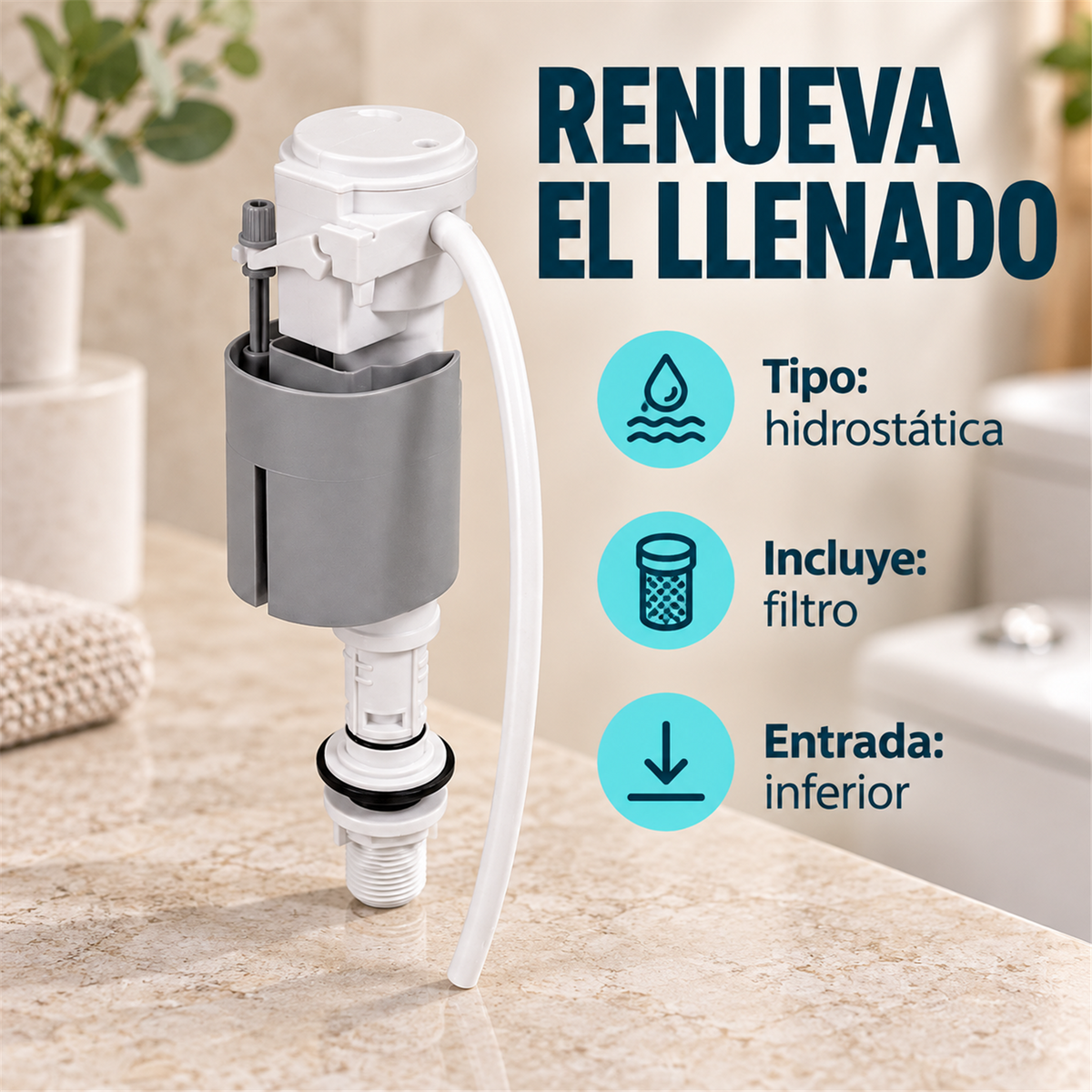 Válvula De Entrada Hidrostática Con Filtro - Características verificadas