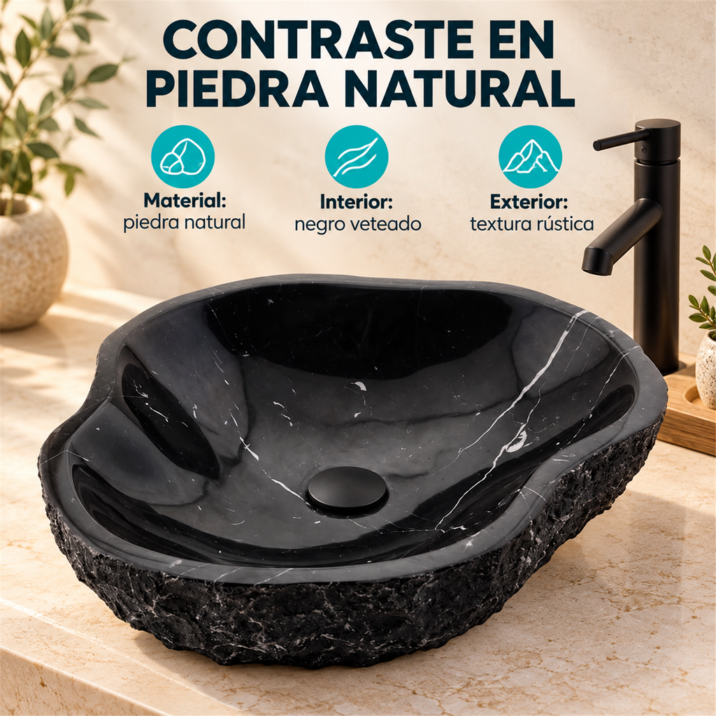 Lavamanos En Piedra Natural Negro - Características verificadas