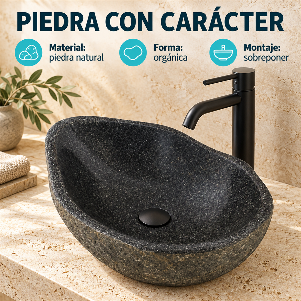 Lavamanos En Piedra Natural Negro Orgánico - Características verificadas