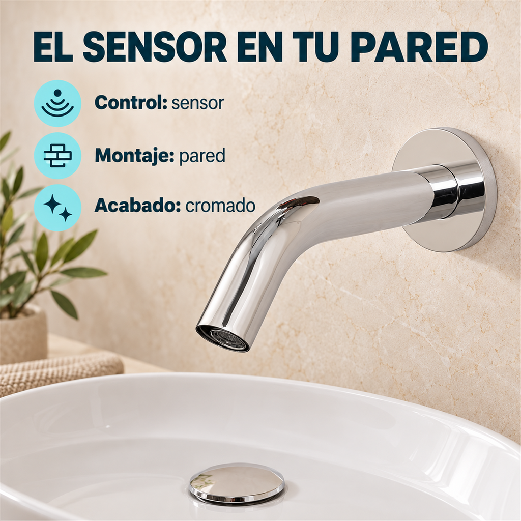 Grifo Sensor De Pared Cromado - Características verificadas