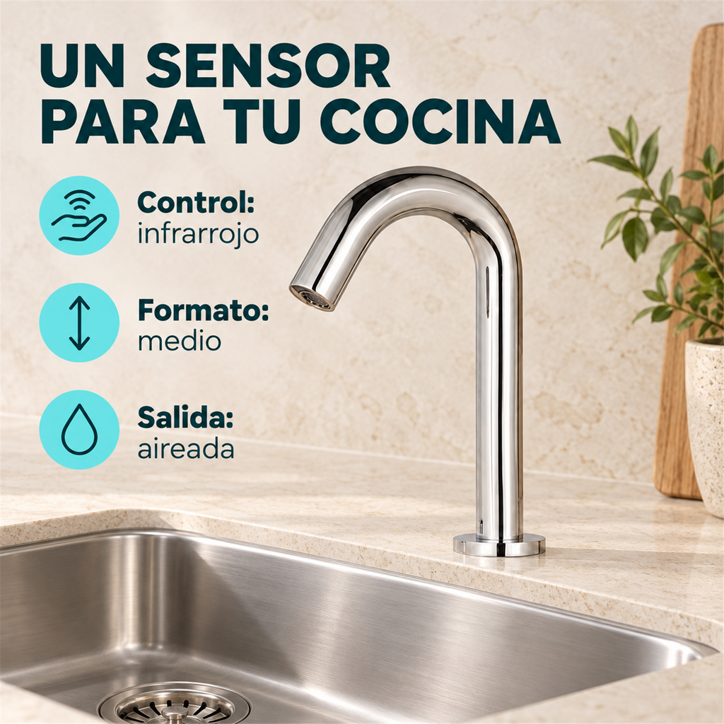 Grifo Sensor Infrarrojo Medio Cromado Para Lavaplatos - Características verificadas