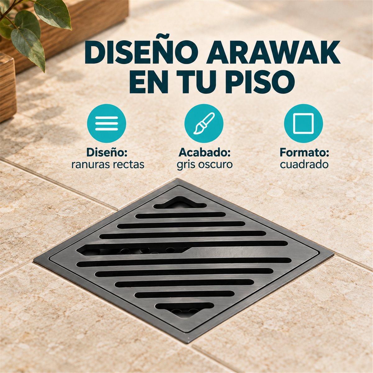 Rejilla De Piso Arawak Gris 10 × 10 cm - Características verificadas