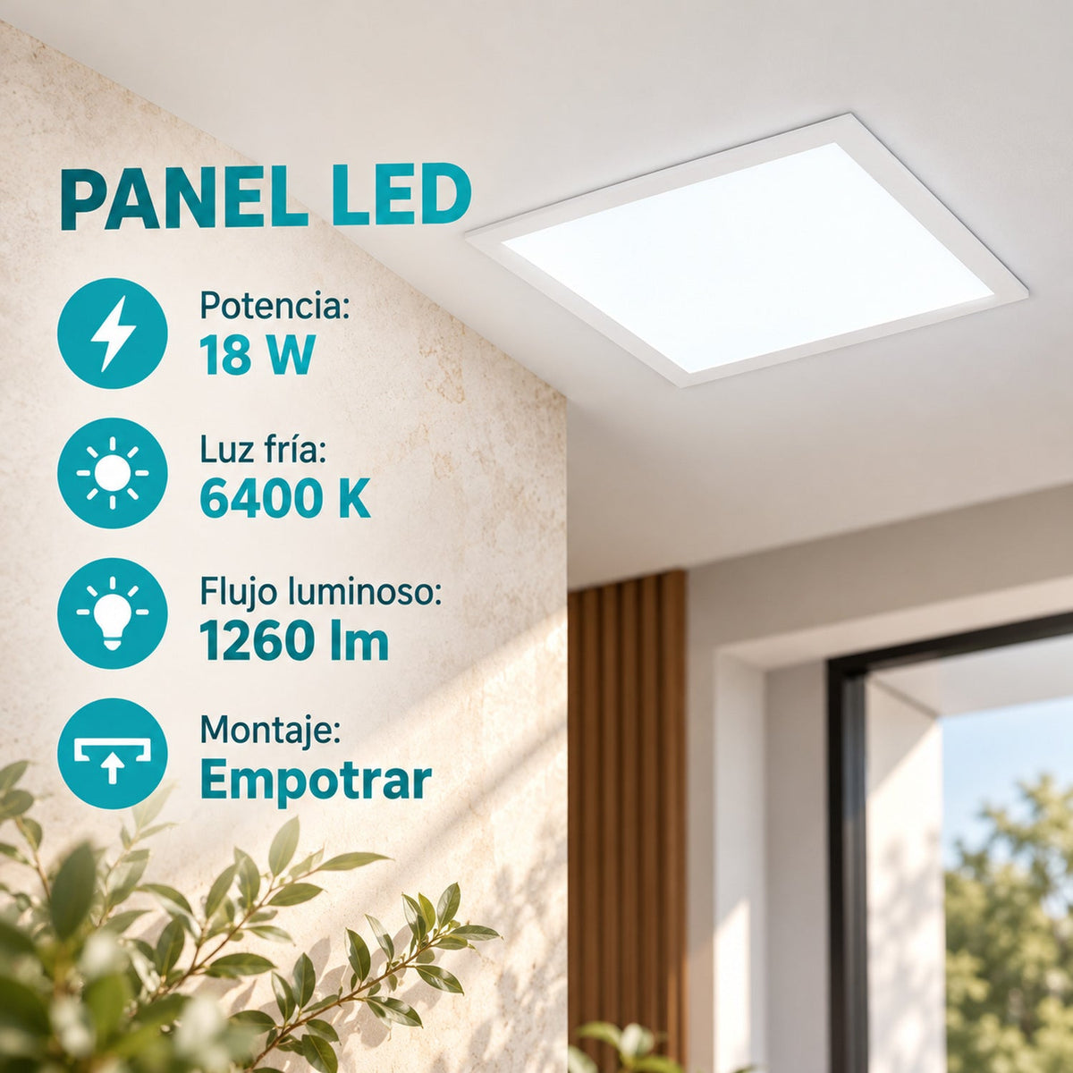 Panel LED Cuadrado 18 W De Empotrar — características del producto