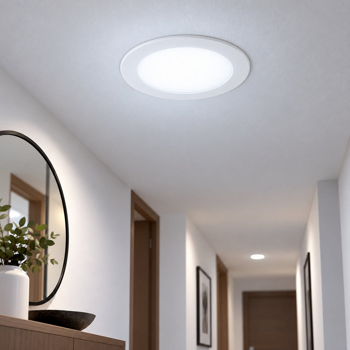 Panel LED Redondo 3 W De Empotrar — vista instalada en un ambiente interior
