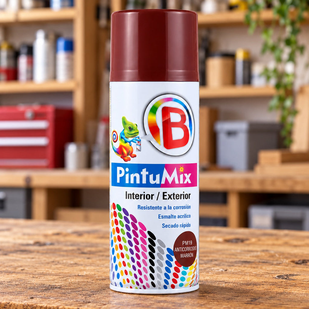 Pintura en aerosol anticorrosiva marrón 280 g — fotografía contextual de la pieza suelta