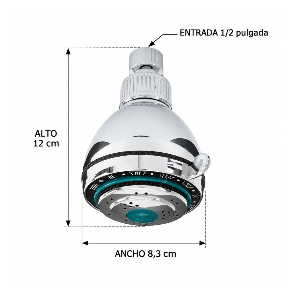 W8004 ficha técnica con medidas: alto 12 cm, ancho 8,3 cm y entrada 1/2 pulgada