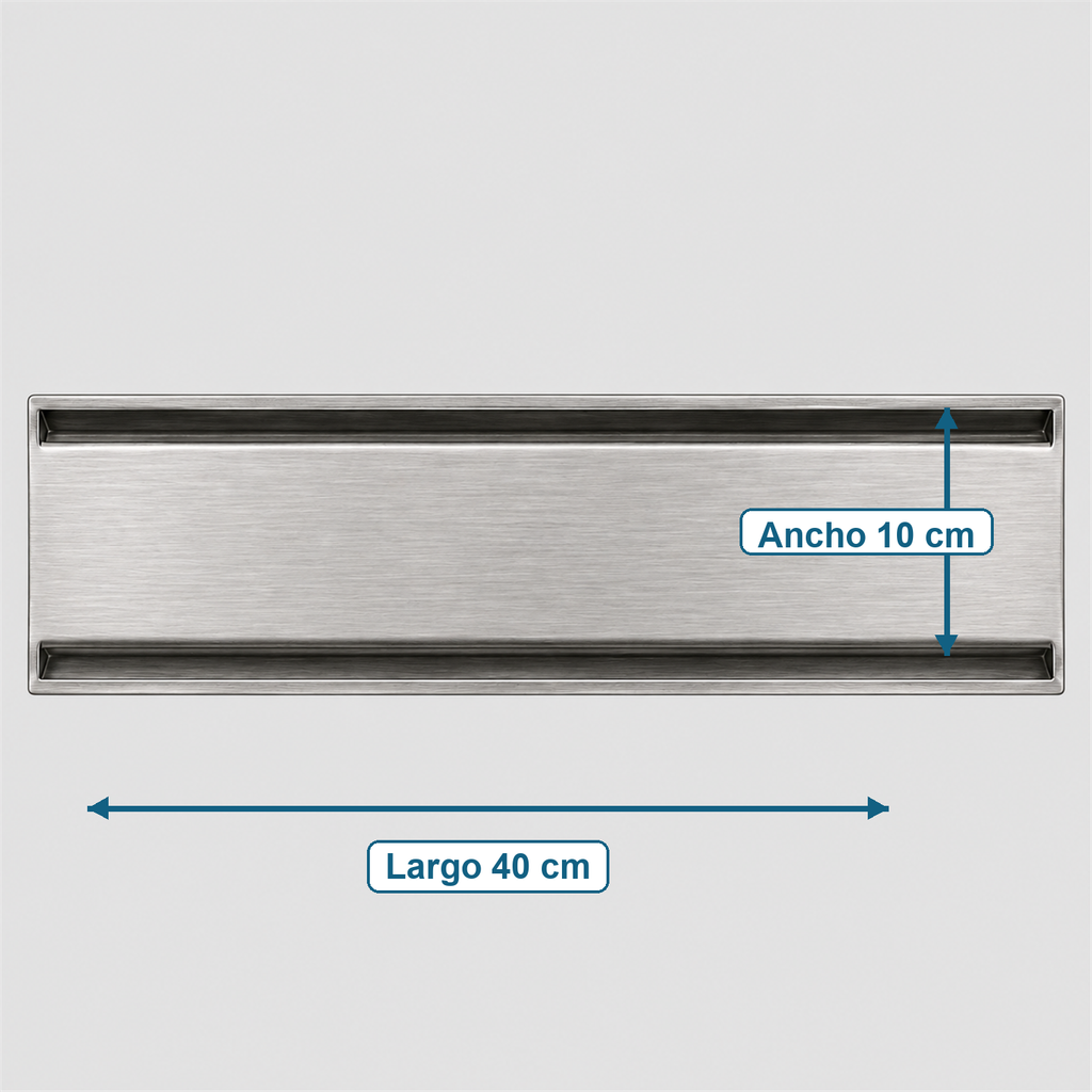 Medidas de rejilla invisible Acero inoxidable satinado 40 x 10 cm