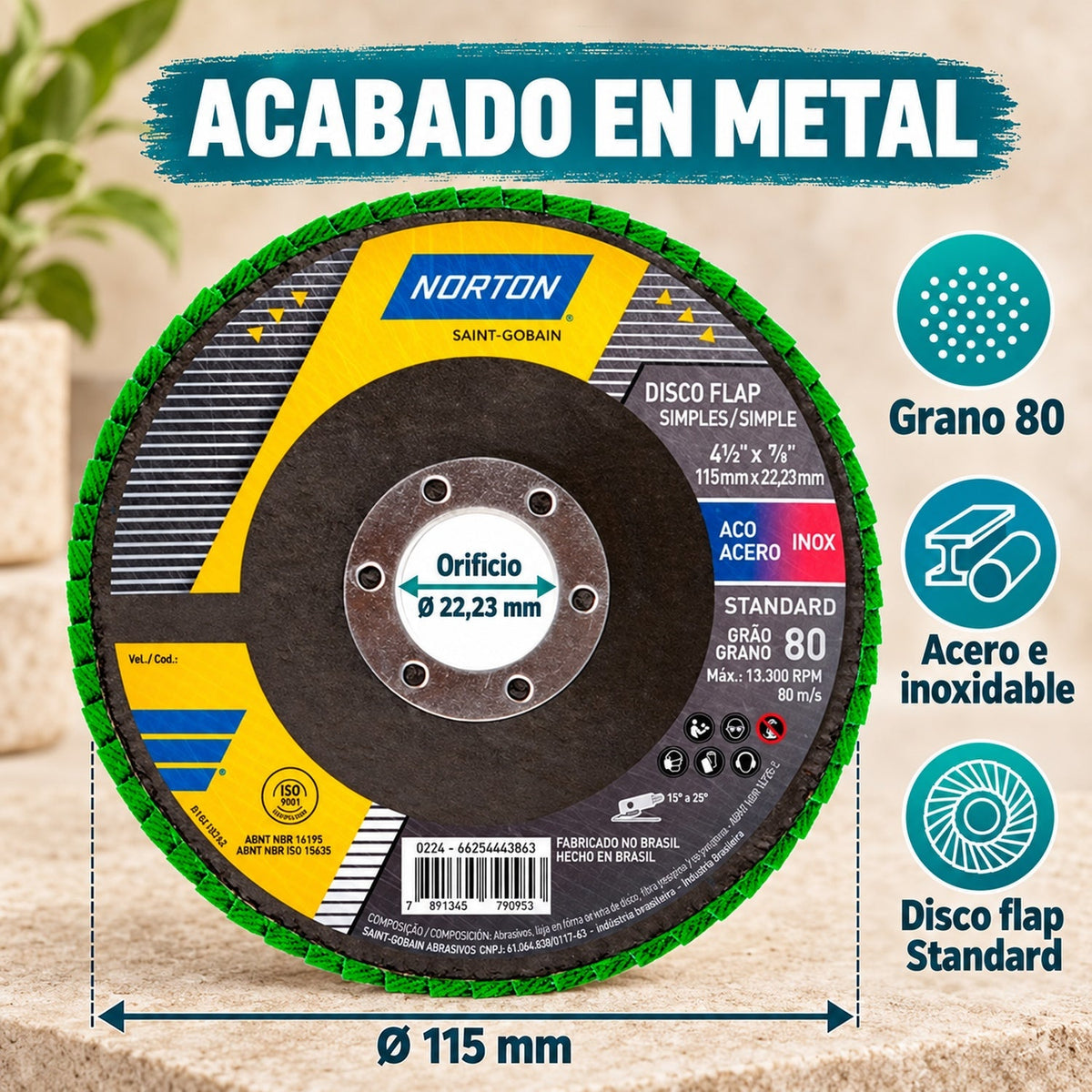 Disco Flap Standard Grano 80 De 115 Mm — características y compatibilidad