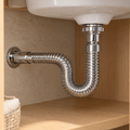 Sifón flexible cromado - detalle instalado