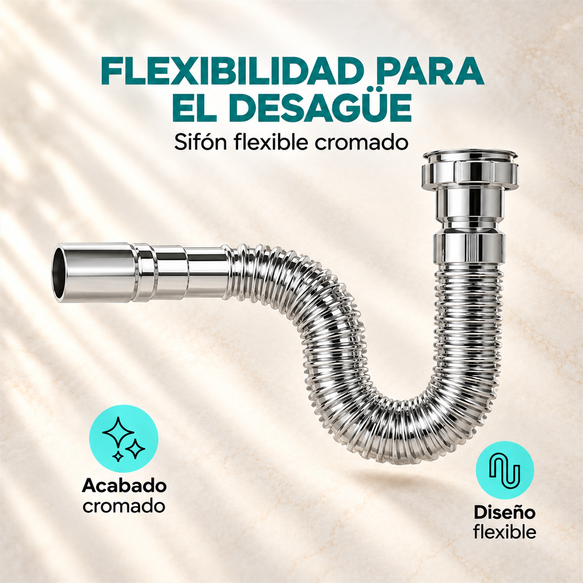 Sifón flexible cromado - características